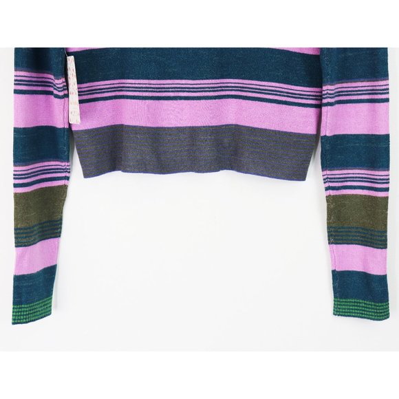 NWT Free People Rip Tide Zip Mock Neck Sweater Long Sleeve 1/4 Zip Teal Purple S - Picture 9 of 9